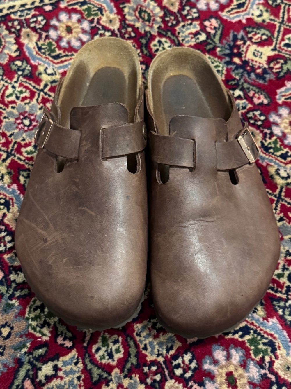 Birkenstock Boston Habana Oiled Leather Soft Footbed Clogs EU 45 Regular Width